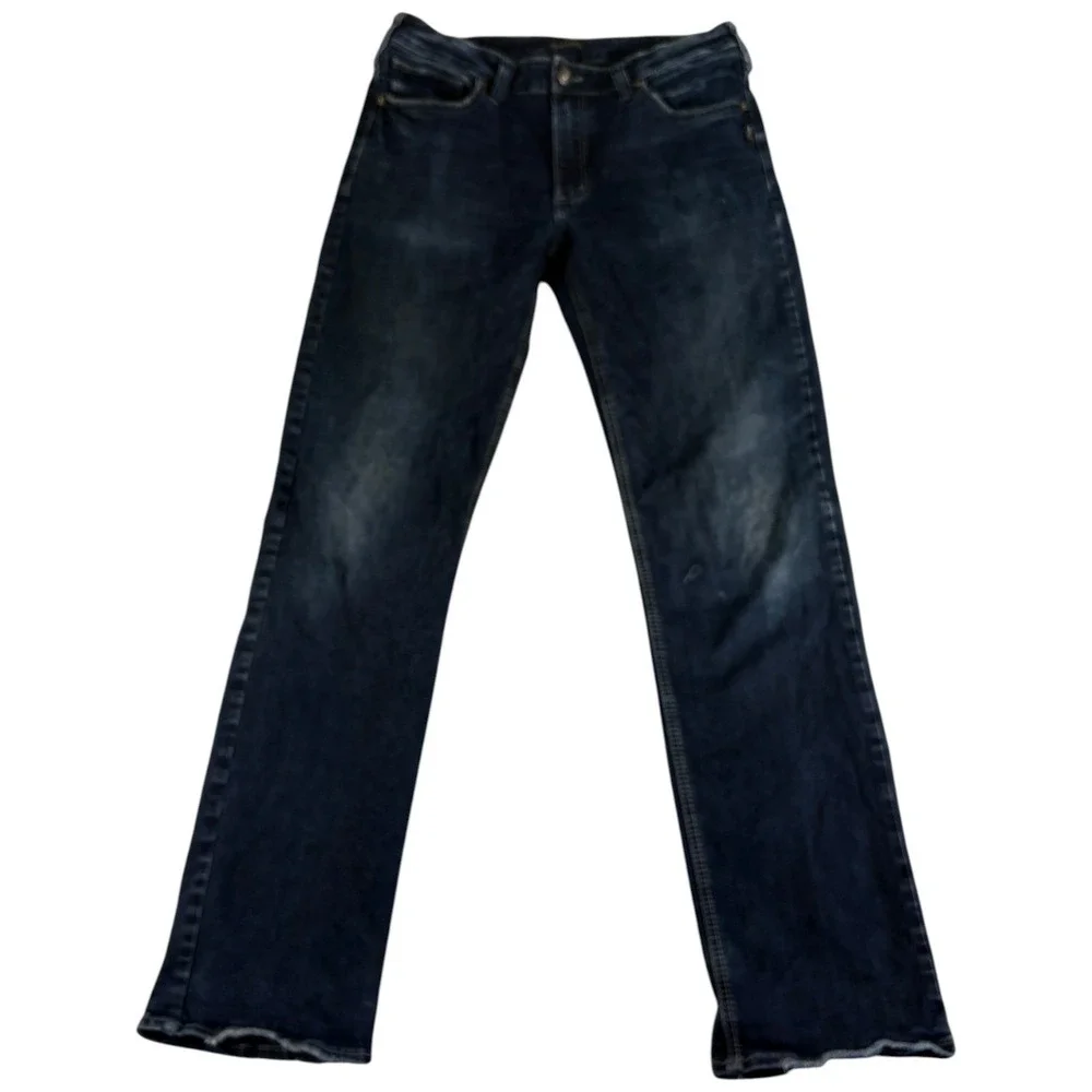 Silver Jeans Co. Grayson Jeans Mens 34x34 Blue Denim Rugged Worn Straight Leg